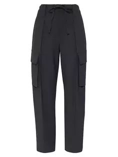 Роскошные тропические шерстяные брюки карго с монили Brunello Cucinelli, цвет lignite