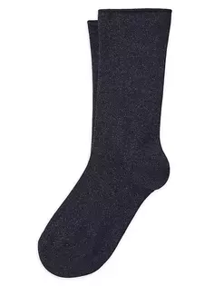 Сверкающие вязаные носки из кашемира и шелка Brunello Cucinelli, цвет night