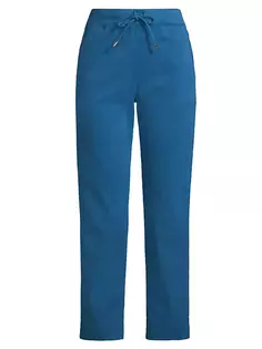 Прямые брюки из хлопка с завязками Max Mara Leisure, цвет cornflower