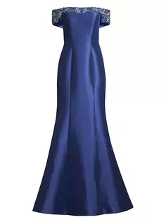 Расшитое бисером платье с открытыми плечами Basix, синий