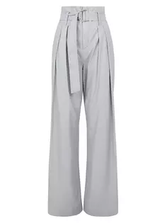Кожаные брюки-палаццо Adica Iro, серый