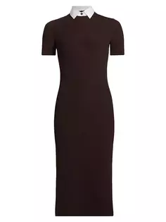Платье миди Bodycon с контрастным воротником Ralph Lauren Collection, коричневый