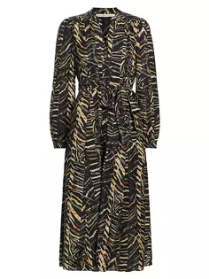 Платье Lillian из хлопково-шелкового твила с поясом Marie Oliver, цвет zebra