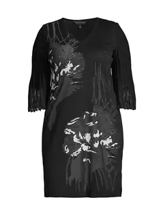 Вязаное платье с рукавами три четверти Ming Wang, Plus Size, цвет ivory black