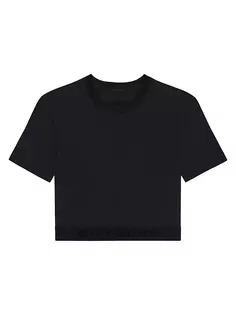 Укороченная футболка с жаккардовым низом и логотипом Givenchy, черный
