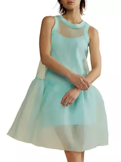 Мини-платье из органзы с рюшами по подолу Cynthia Rowley, цвет mint