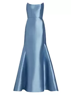 Бальное платье в пол из Микадо Amsale, цвет smokey blue