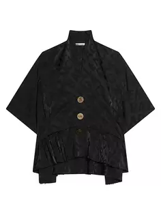 Блузка оверсайз с V-образным вырезом и большим логотипом со сплошным узором Balenciaga, черный