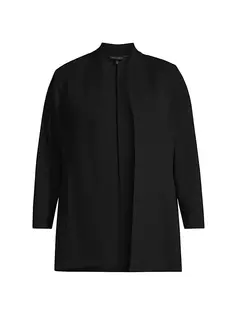 Креповая куртка больших размеров с открытым передом и декором Ming Wang, Plus Size, черный