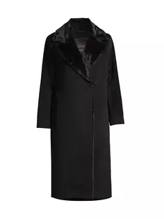 Шерстяное пальто с отделкой из искусственного меха Cinzia Rocca, черный
