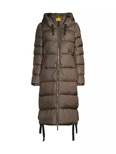 Стеганое длинное пальто с пандой Parajumpers, цвет taggia olive
