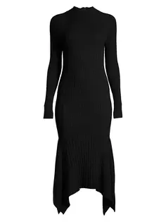 Расклешенное платье-свитер миди City Mist Donna Karan New York, черный