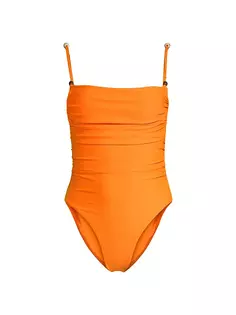 Сплошной купальник Cynzia, расшитый бисером Veronica Beard, цвет hot orange