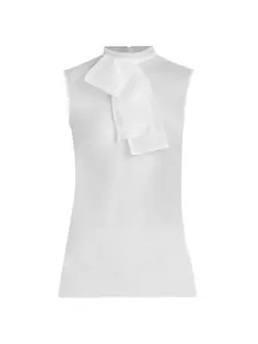 Прозрачная шелковая блузка без рукавов Sacai, цвет off white