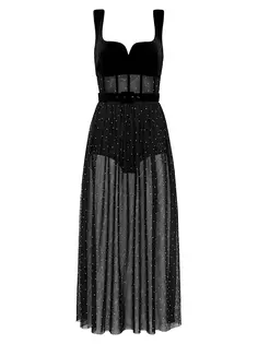 Платье миди Lilah, украшенное кристаллами Rebecca Vallance, черный