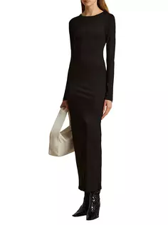 Платье макси Bayra с длинными рукавами Khaite, черный