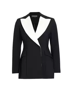 Двухцветный двубортный пиджак Expressoh Chiara Boni La Petite Robe, черный