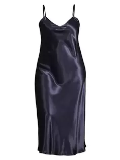 Атласное платье миди с комбинацией Cabaret Baacal, Plus Size, темно-синий
