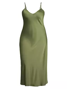 Атласное платье миди с комбинацией Cabaret Baacal, Plus Size, оливковый