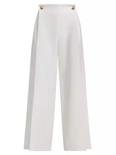 Широкие брюки из смесовой шерсти Rosetta Getty, слоновая кость