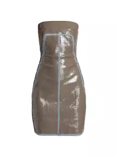 Джинсовое мини-платье без бретелек с пайетками Rick Owens, цвет blue dust