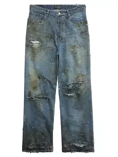 Суперразрушенные мешковатые брюки Balenciaga, синий