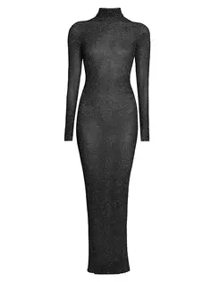 Платье макси Ilies с блестками и сеткой Isabel Marant, цвет black silver