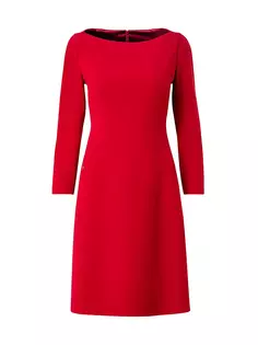Платье А-силуэта из эластичной шерсти с вырезом «лодочкой» Akris, красный