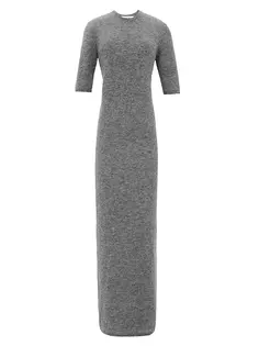 Длинное платье-макси из шерсти альпаки Saint Laurent, цвет gris chine
