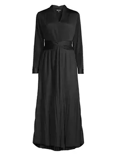 Плиссированное платье макси с расклешенной юбкой Misook, черный