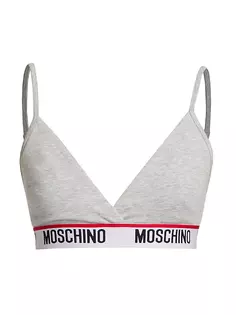 Бюстгальтер без косточек с треугольными чашками и логотипом Core Moschino, серый