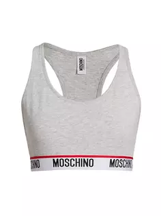 Спортивный бюстгальтер Core с логотипом на подоле Moschino, серый