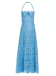 Кружевное платье макси Gardenia с бретельками на бретельках Oscar De La Renta, синий