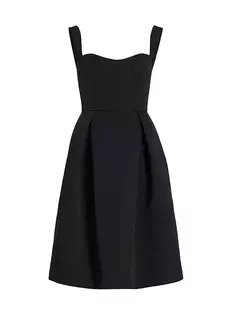 Плиссированное платье-трапеция с лифом Amsale, черный