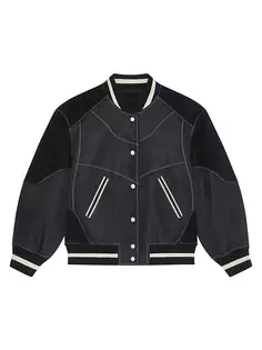 Университетская куртка оверсайз с кожаными деталями Givenchy, черный