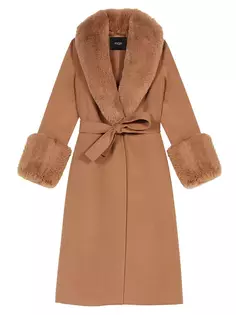 Длинное шерстяное пальто Maje, коричневый