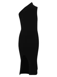 Мини-платье на одно плечо из кашемира и шерсти Rick Owens, черный