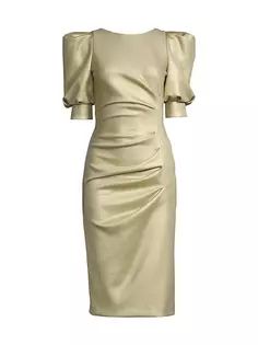 Платье-футляр Zella со сборками и эффектом металлик Black Halo, цвет golden dust