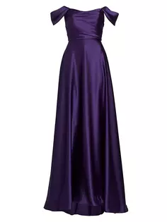 Атласное платье с открытыми плечами Amsale, цвет amethyst