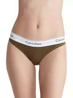 Современные хлопковые трусы-бикини Calvin Klein, темно-оливковый