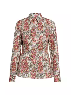 Рубашка из эластичного хлопка с цветочным принтом пейсли Etro, многоцветный