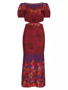 Шелковое платье миди с принтом Venyx Lula Saloni, цвет sunset mala