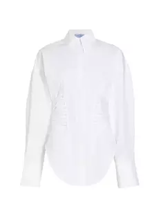 Рубашка из хлопкового поплина на шнуровке Mugler, цвет blanc optique