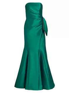 Платье Русалка с бантом из Микадо Badgley Mischka, цвет jade