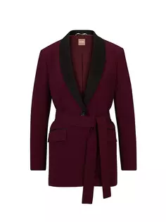 Куртка оверсайз с завязывающимся поясом и шелковой отделкой Boss, красный