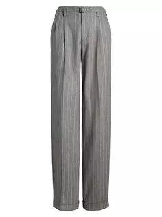 Фланелевые брюки Stamford в меловую полоску Ralph Lauren Collection, серый