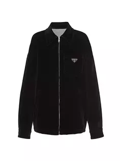 Бархатная джинсовая блузонная куртка Prada, черный