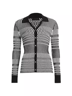 Трикотажная рубашка Kai в шахматную клетку Elie Tahari, цвет noir sky white
