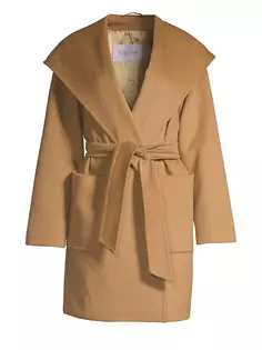 Пальто с капюшоном и запахом из верблюжьей шерсти Rialto Max Mara, цвет camel