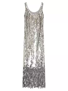 Платье Ayala с бахромой и пайетками Simkhai, цвет silver